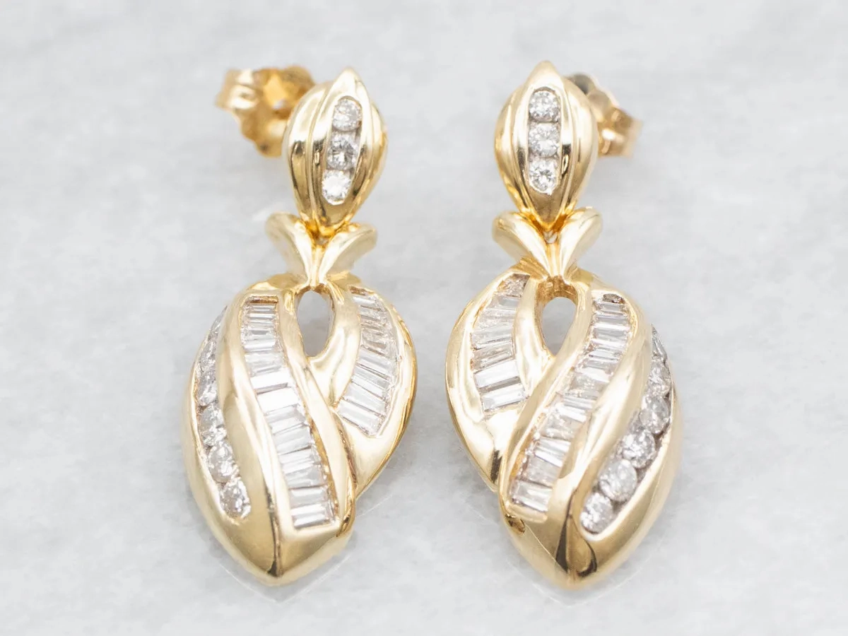 Yellow Gold Diamond Drop Earrings