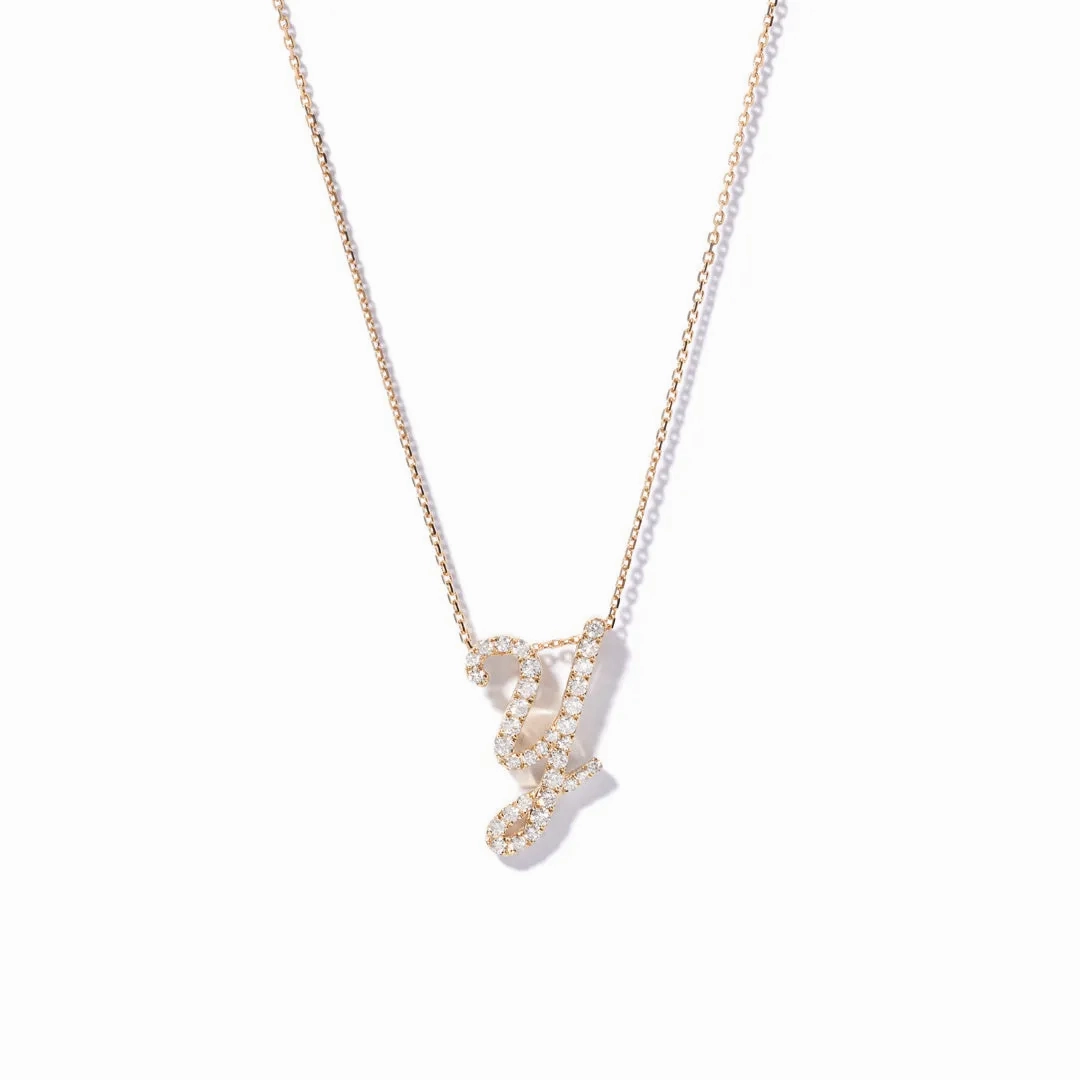 Yellow Gold Diamond Italic Initial