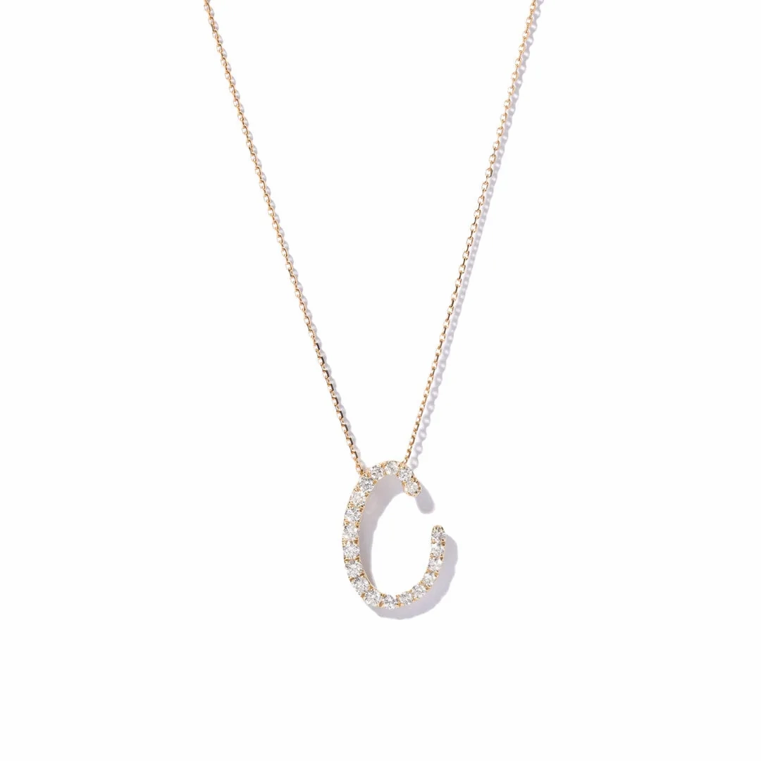 Yellow Gold Diamond Italic Initial