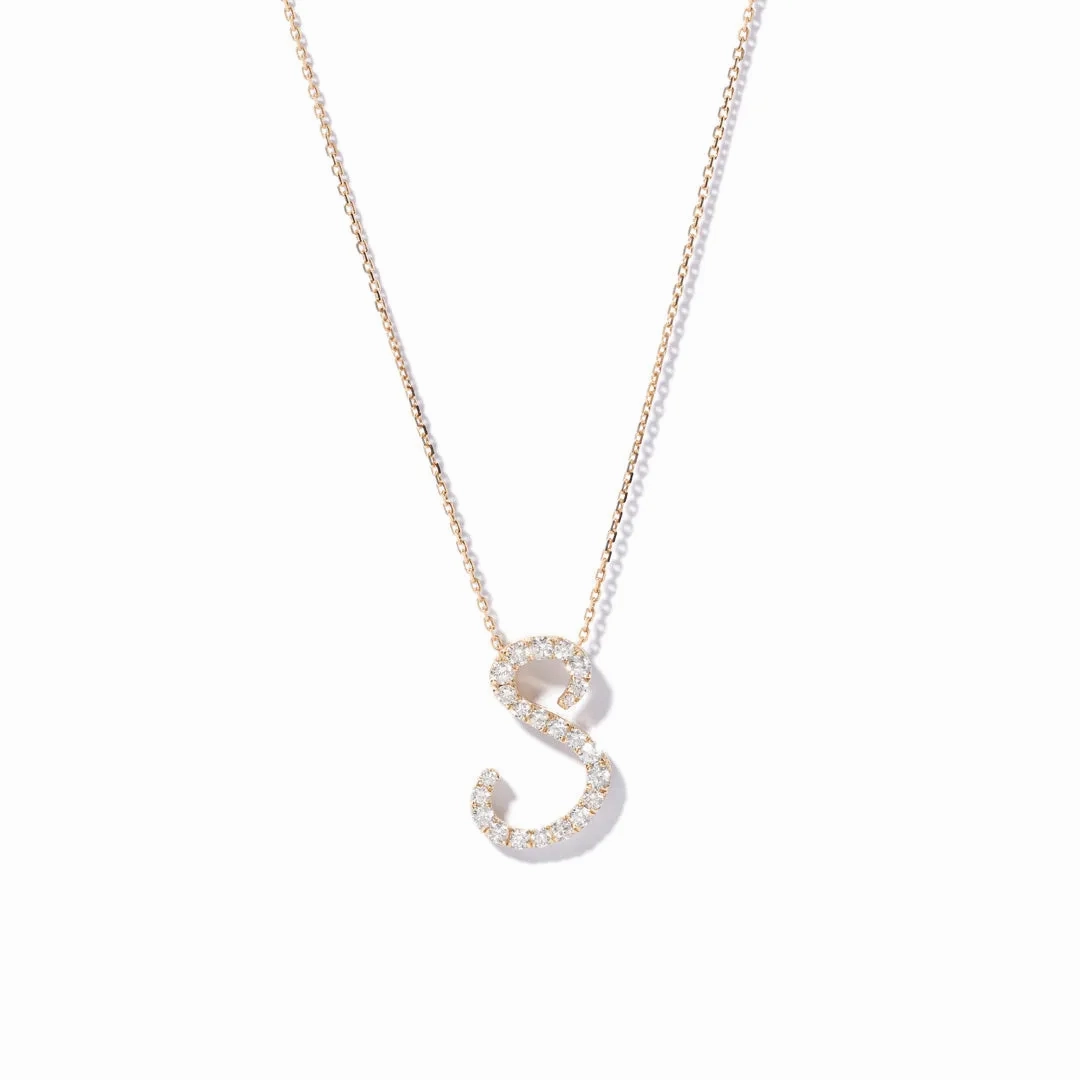 Yellow Gold Diamond Italic Initial