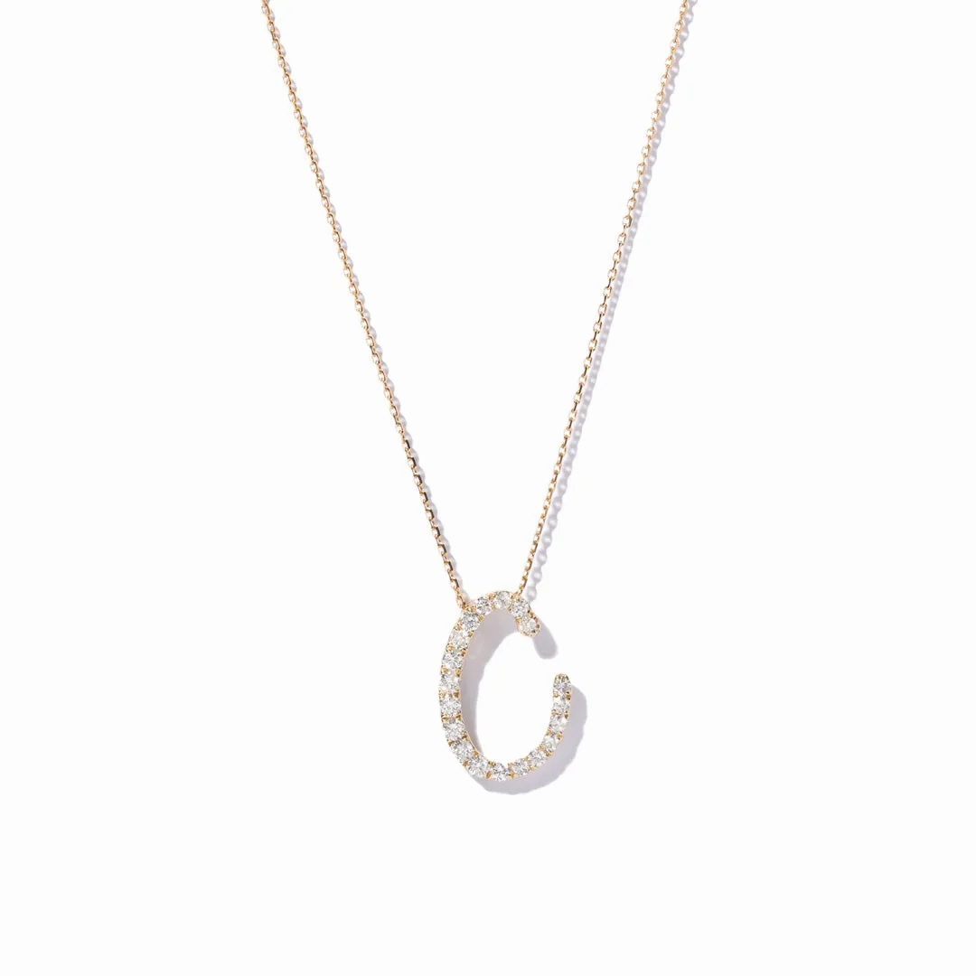 Yellow Gold Diamond Italic Initial