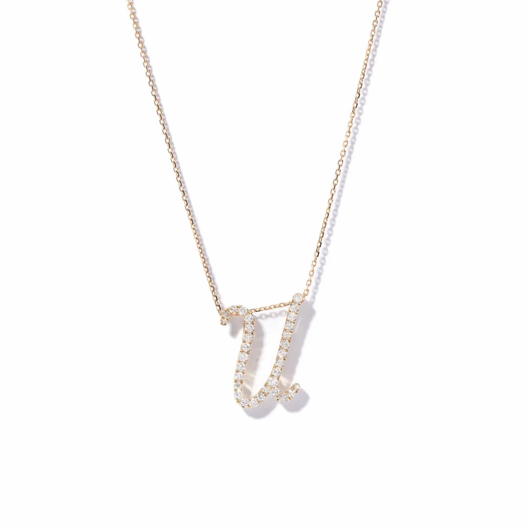 Yellow Gold Diamond Italic Initial