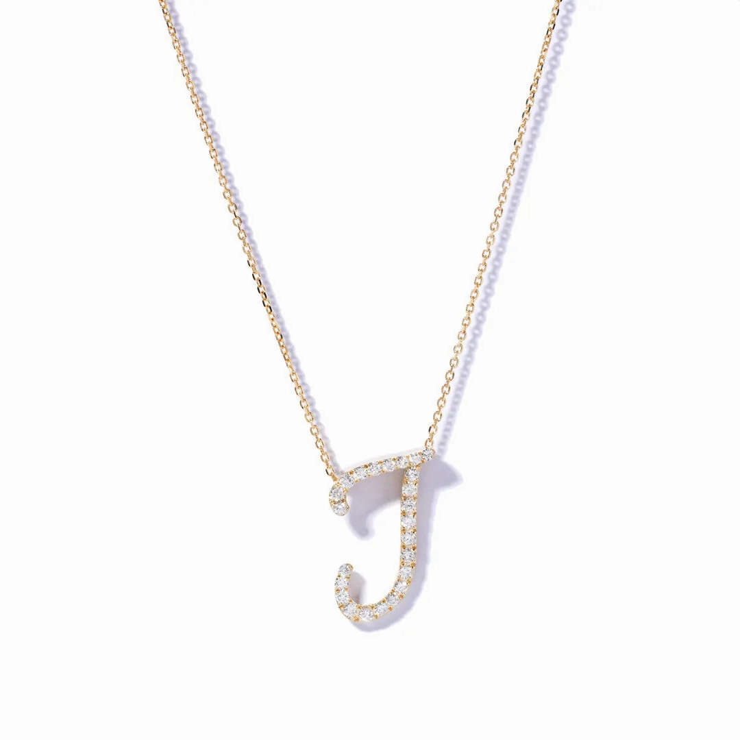 Yellow Gold Diamond Italic Initial