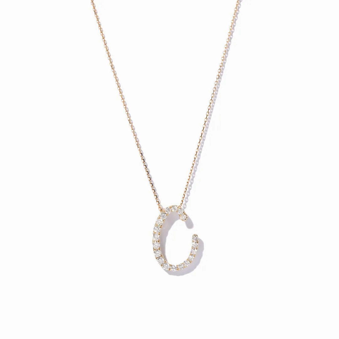 Yellow Gold Diamond Italic Initial