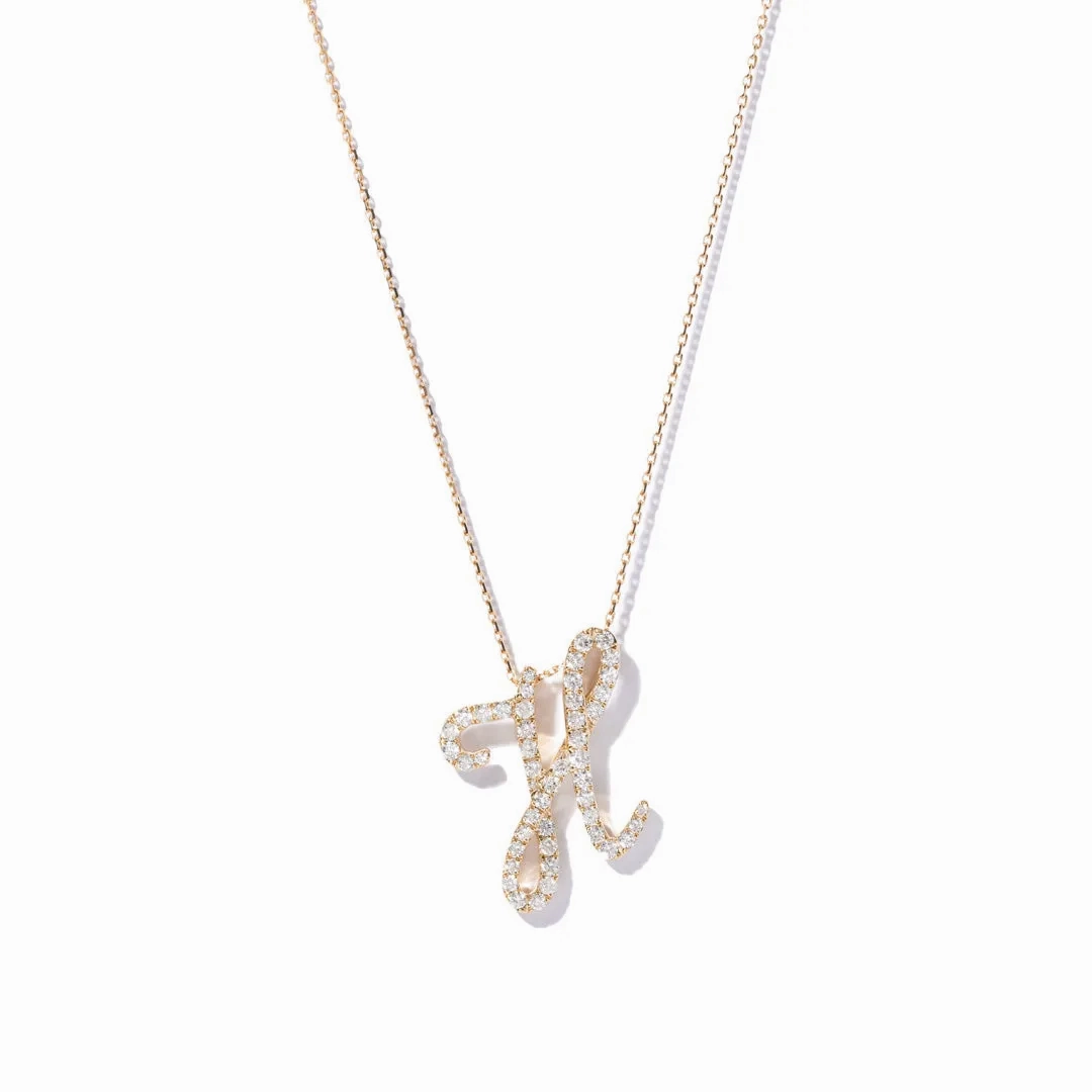Yellow Gold Diamond Italic Initial