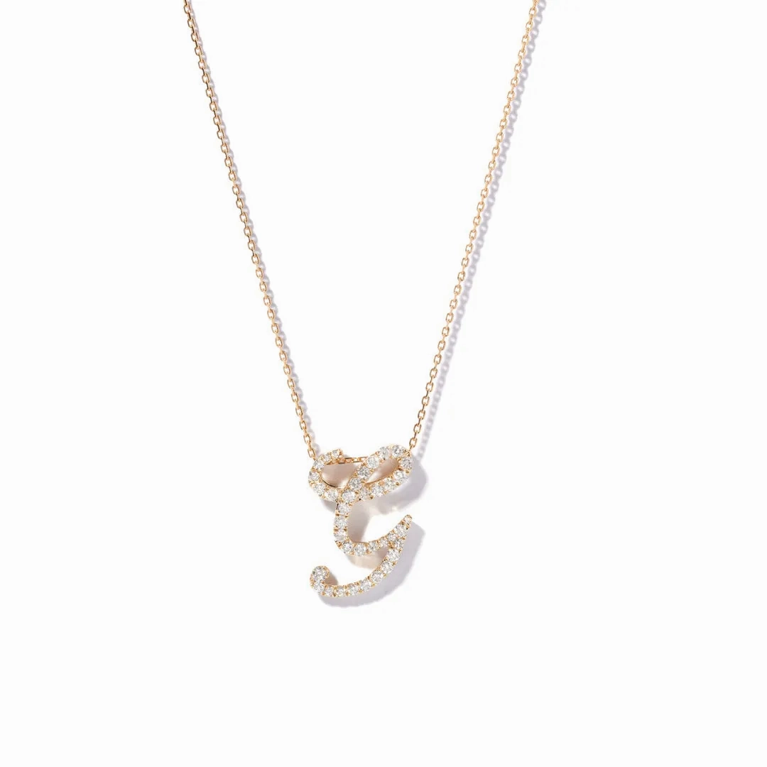 Yellow Gold Diamond Italic Initial