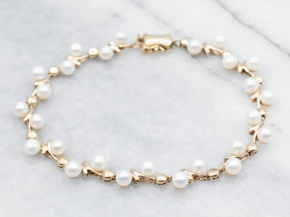 Yellow Gold Pearl Bracelet