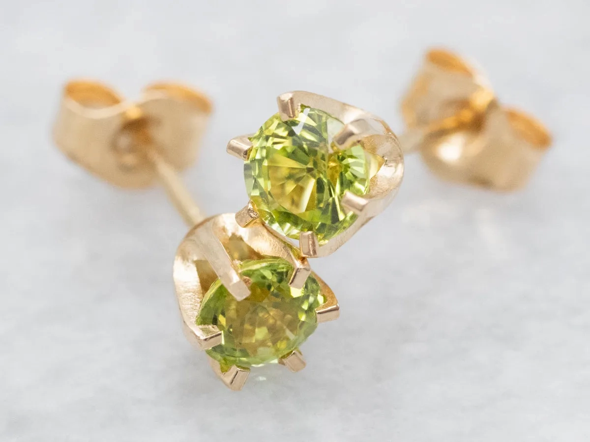 Yellow Gold Peridot Stud Earrings