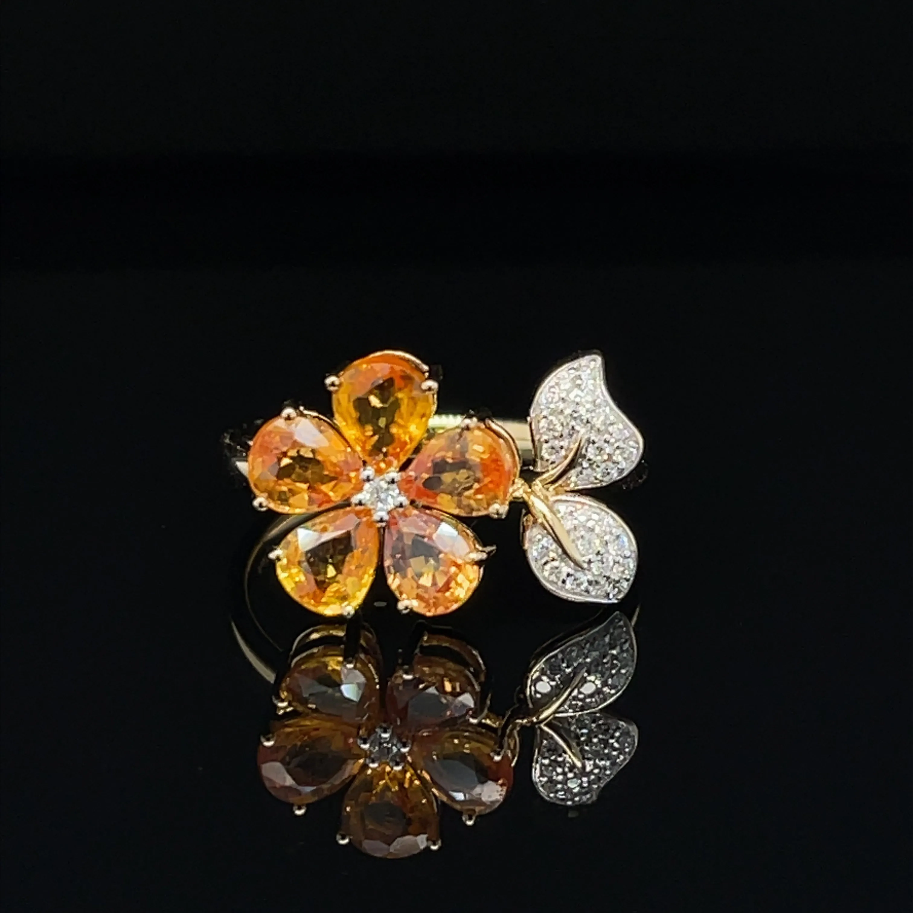 Yellow Sapphire &amp; Diamond 2.37ctw Bouquet Cluster Ring in 18k Yellow Gold - #421 - RGSAX006710
