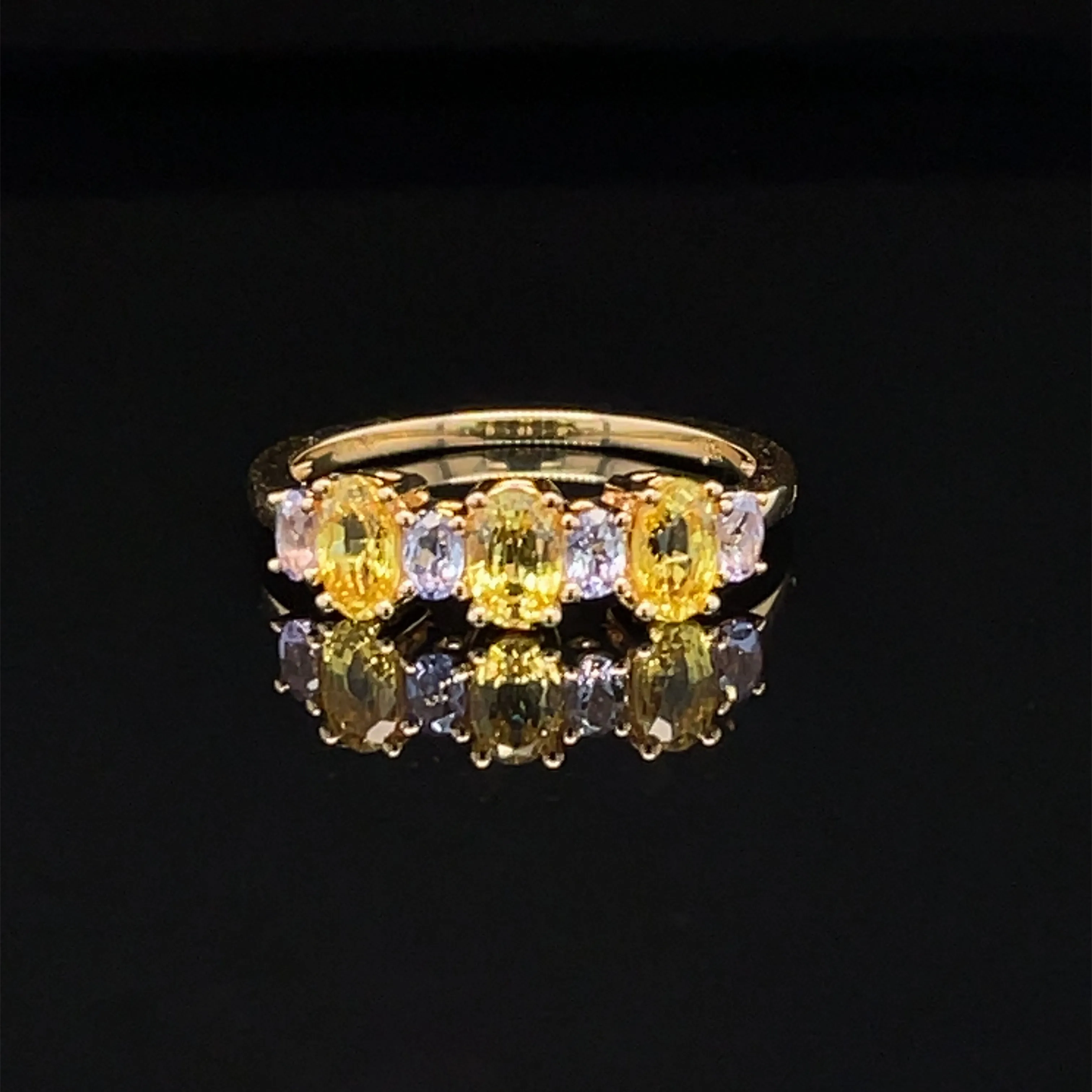 Yellow Sapphire &amp; Tanzanite 1.40ctw Anniversary Wedding Ring in 18k Yellow Gold - #440 - RGMIX019288