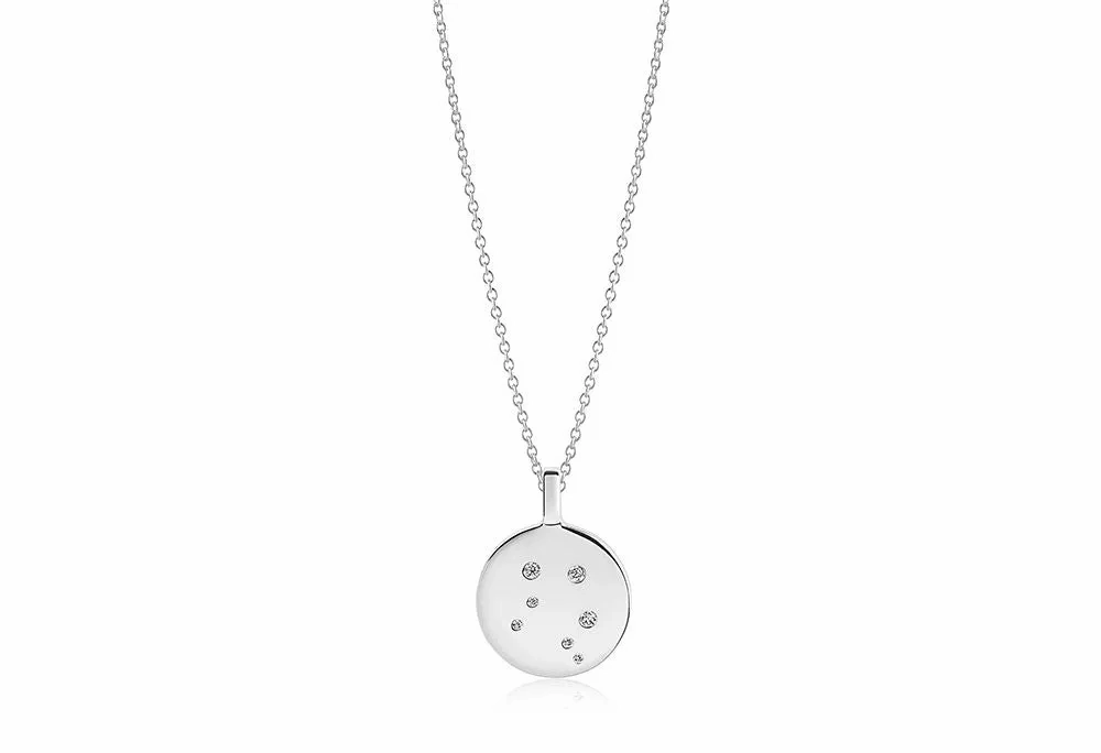 Zodiaco Libra Silver Necklace w. White Zirconias